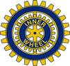 A blue and yellow gear with text  Description automatically generated